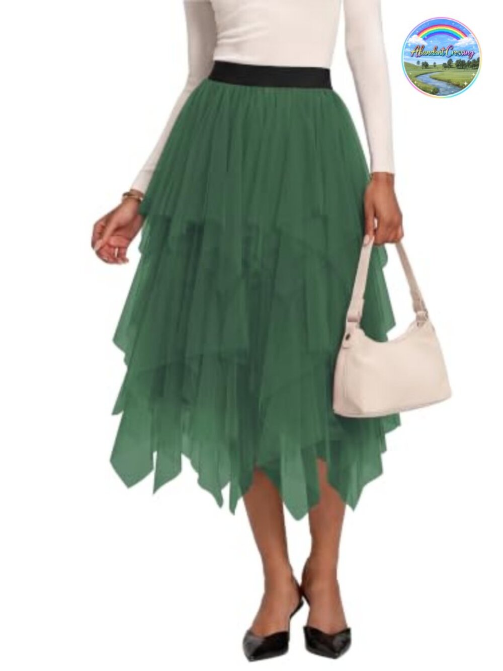 Women's A-Line Tulle Tutu Midi Skirt Fluffy Layered Elastic Waist Party